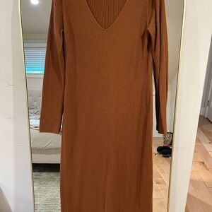 Uniqlo Long Sleeve Brown Knit Dress